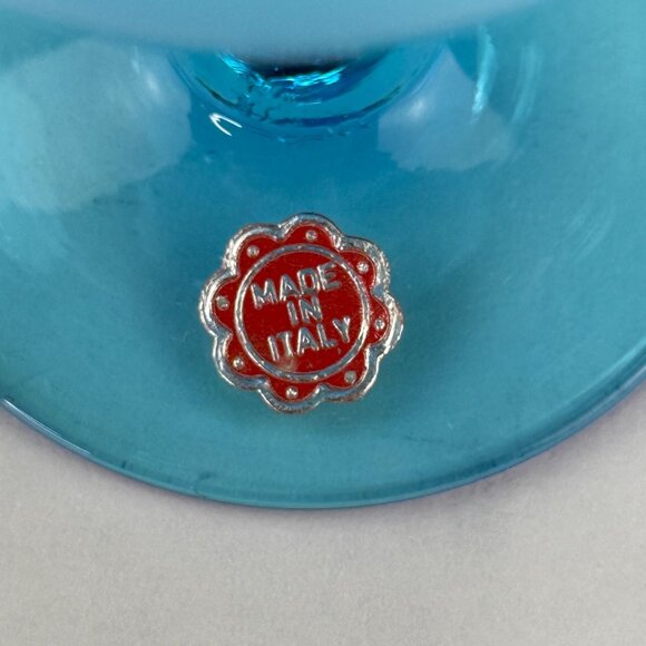 Vintage Blue Opaline Glass Bud Vase Made in Italy 9.5 Inch - Picture 7 of 9